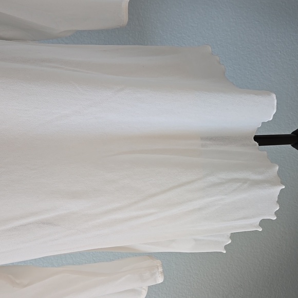 COLDWATER CREEK White Embroidered 3/4 Sleeves Blouse Sz XL 16 Tie Scoop Neck - Picture 9 of 12